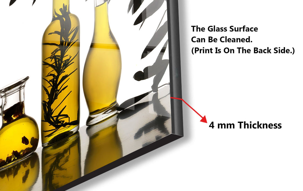 Olive Oil Glass Kitchen Backsplash – Elegant Olive Bottles Design-BacksplashArtworks