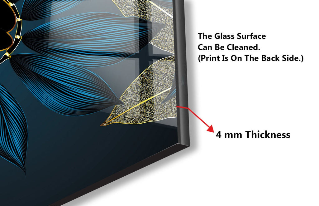 Botanical Floral Tempered Glass Backsplash-BacksplashArtworks