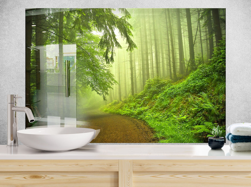 Enchanted Forest Path – Glass Kitchen Backsplash-BacksplashArtworks