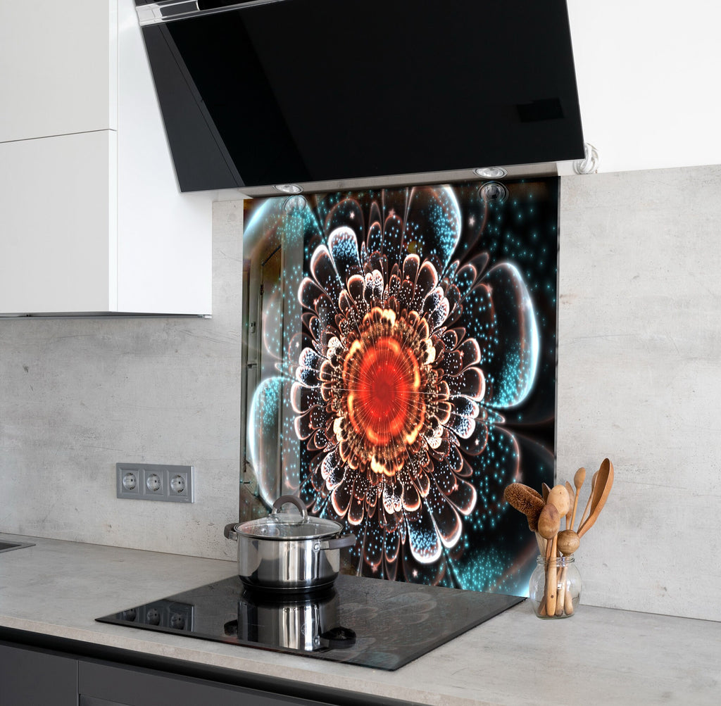 Botanical Floral Tempered Glass Backsplash-BacksplashArtworks