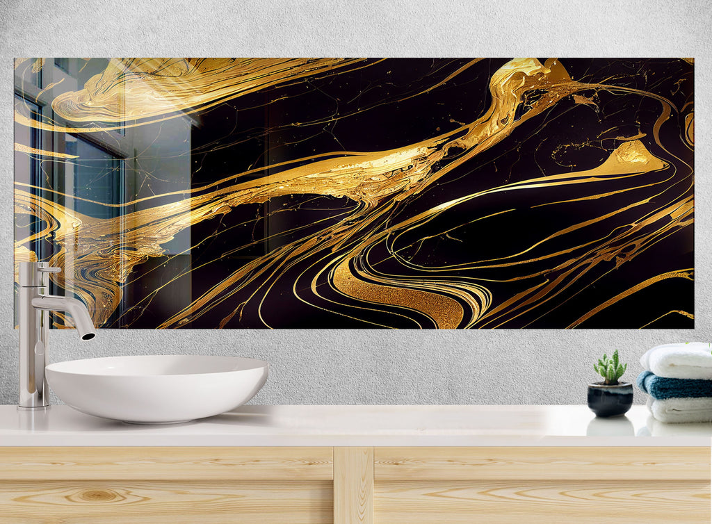 Golden Rush - Glass Kitchen Backsplash-BacksplashArtworks