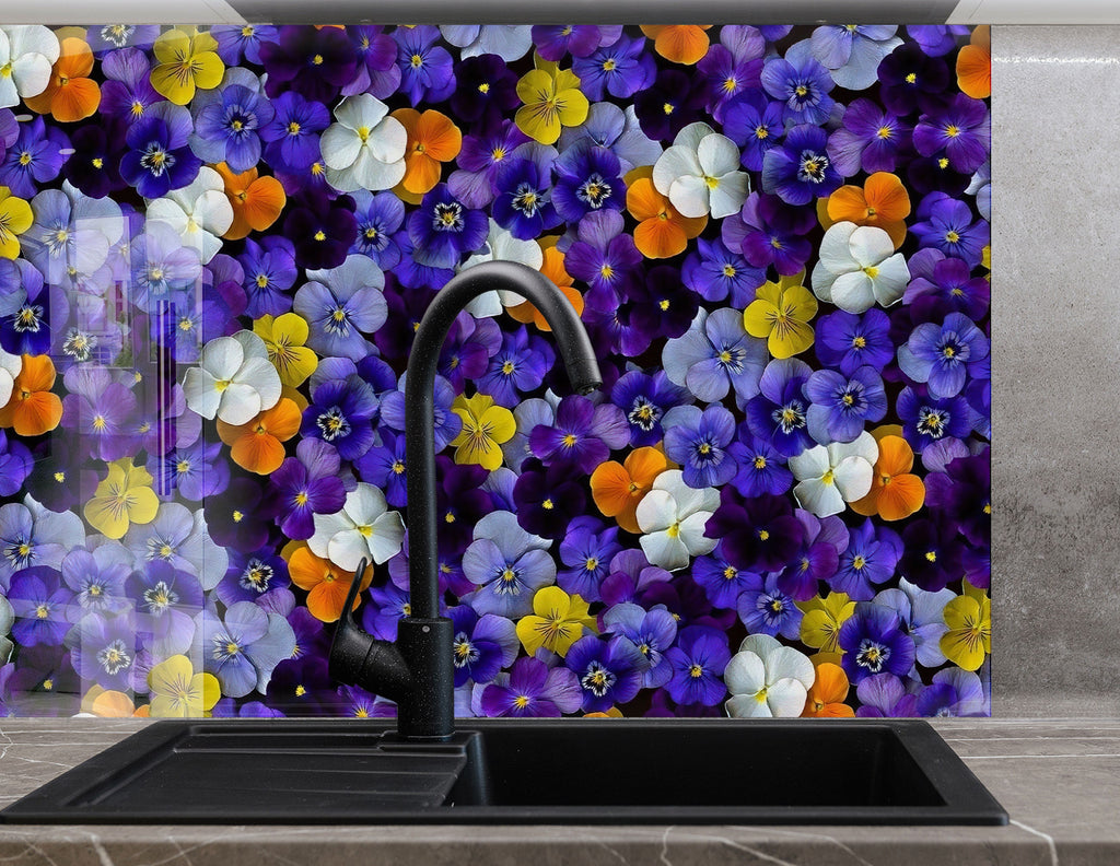 Botanical Floral Tempered Glass Backsplash-BacksplashArtworks