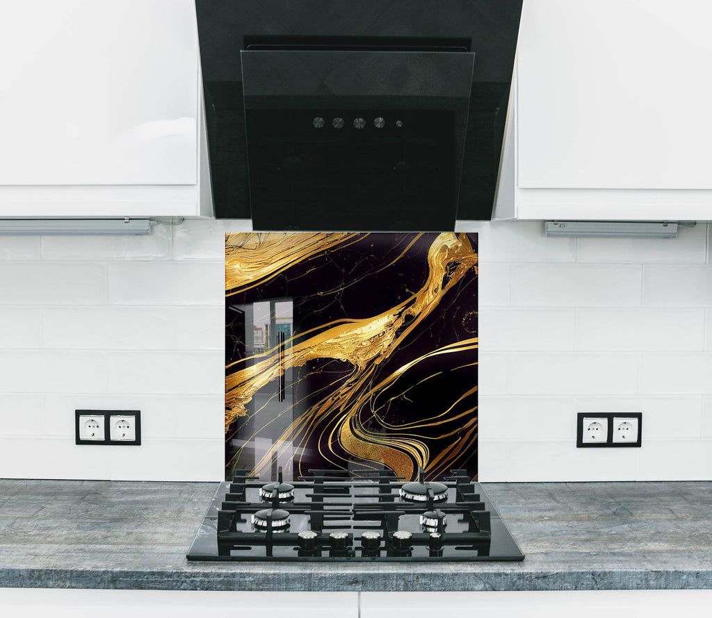 Golden Rush - Glass Kitchen Backsplash-BacksplashArtworks