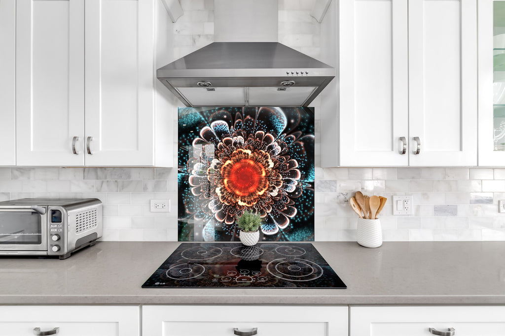 Botanical Floral Tempered Glass Backsplash-BacksplashArtworks