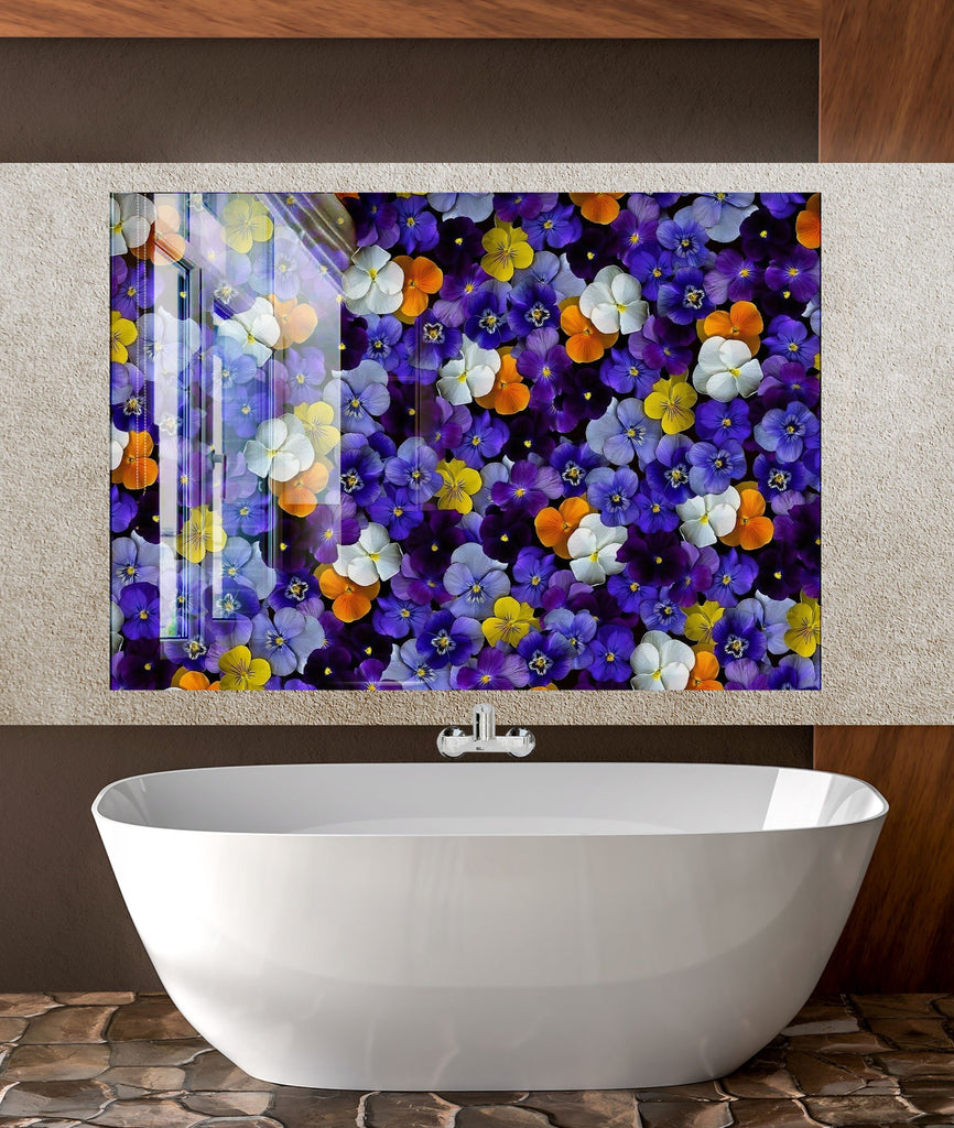 Botanical Floral Tempered Glass Backsplash-BacksplashArtworks