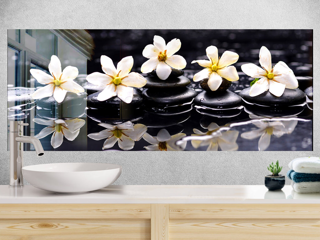 Botanical Floral Tempered Glass Backsplash-BacksplashArtworks