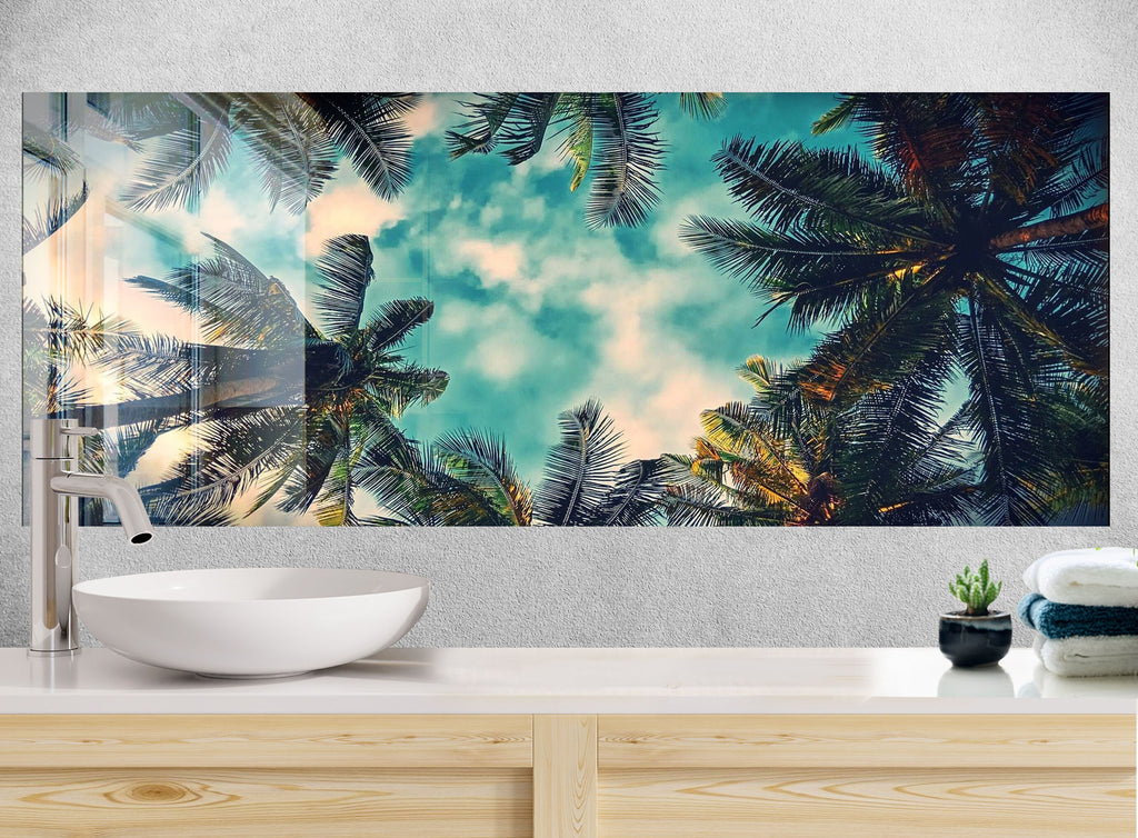 Tropical Palm Trees View Wall Art – Glass Backsplash-BacksplashArtworks