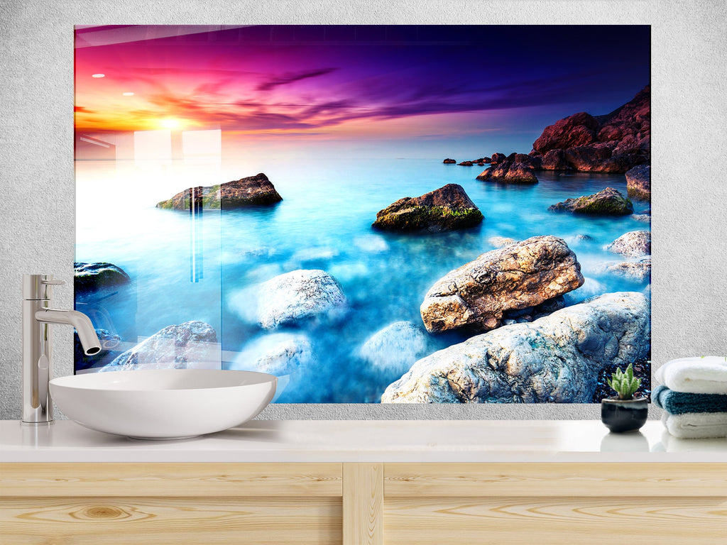 Mystical Coastal Sunset – Glass Kitchen Backsplash-BacksplashArtworks