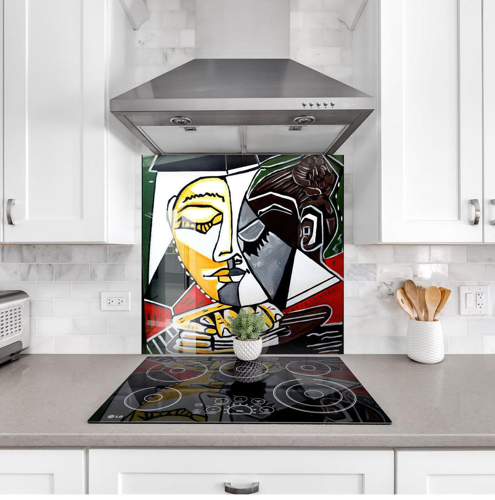 Abstract - Picasso Wall Art - Glass Kitchen Backsplash-BacksplashArtworks