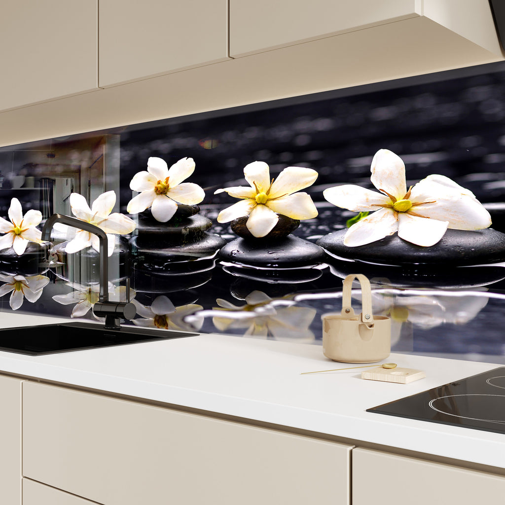 Botanical Floral Tempered Glass Backsplash-BacksplashArtworks