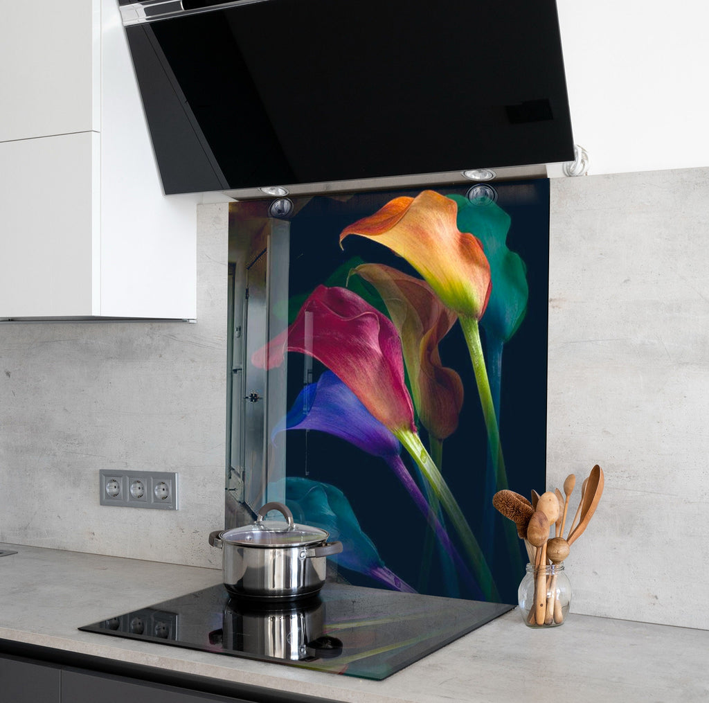 Botanical Floral Tempered Glass Backsplash-BacksplashArtworks