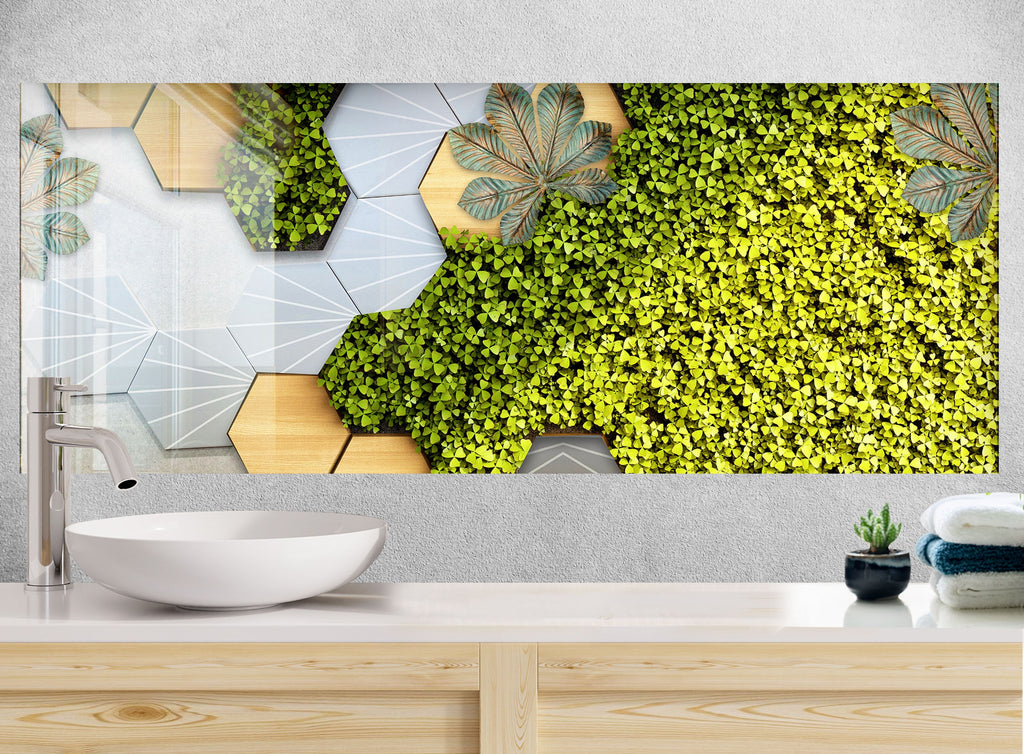 Green Nature Tempered Glass Backsplash-BacksplashArtworks