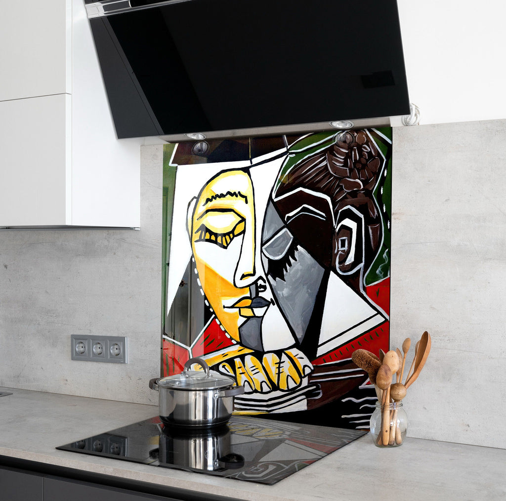 Abstract - Picasso Wall Art - Glass Kitchen Backsplash-BacksplashArtworks
