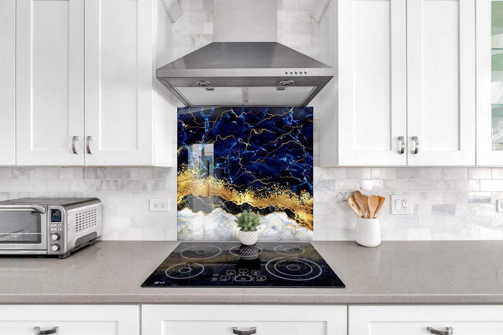 Midnight Gold - Glass Kitchen Backsplash-BacksplashArtworks