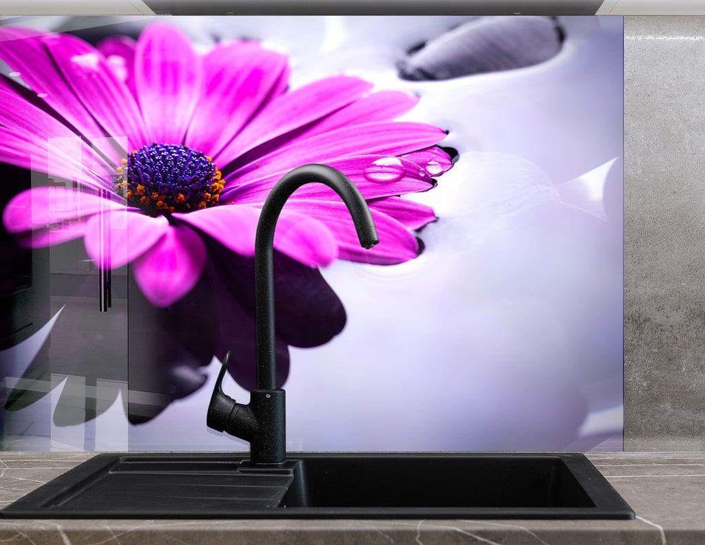 Botanical Floral Tempered Glass Backsplash-BacksplashArtworks