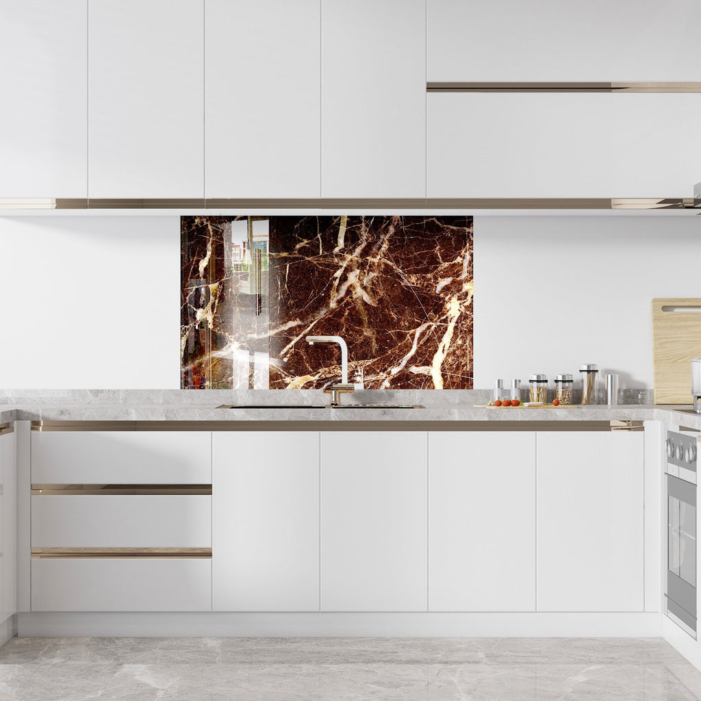 Amber Veins - Glass Kitchen Backsplash-BacksplashArtworks