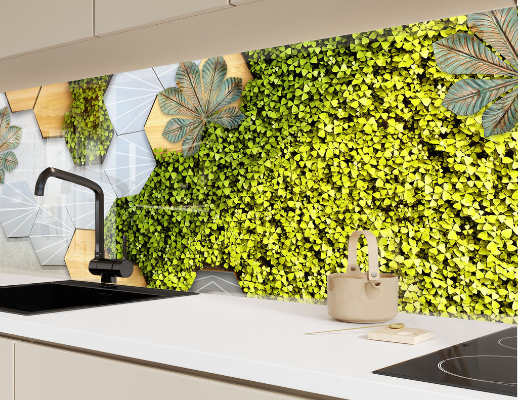 Green Nature Tempered Glass Backsplash-BacksplashArtworks