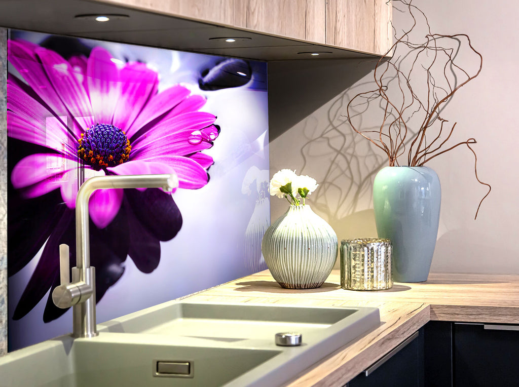 Botanical Floral Tempered Glass Backsplash-BacksplashArtworks