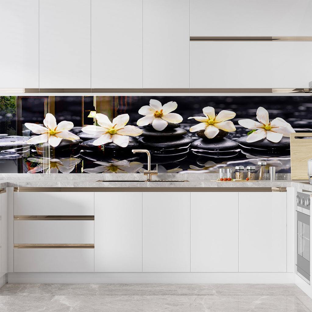Botanical Floral Tempered Glass Backsplash-BacksplashArtworks