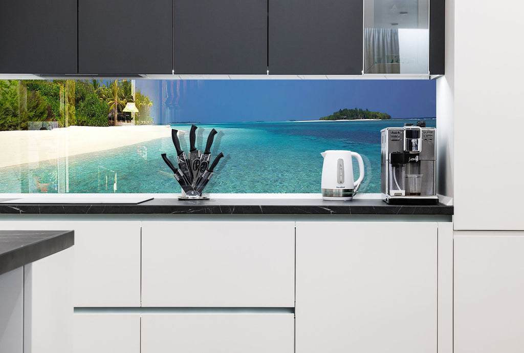 Beauty Tropical Beach Wall Art – Tempered Glass Bathroom Backsplash-BacksplashArtworks