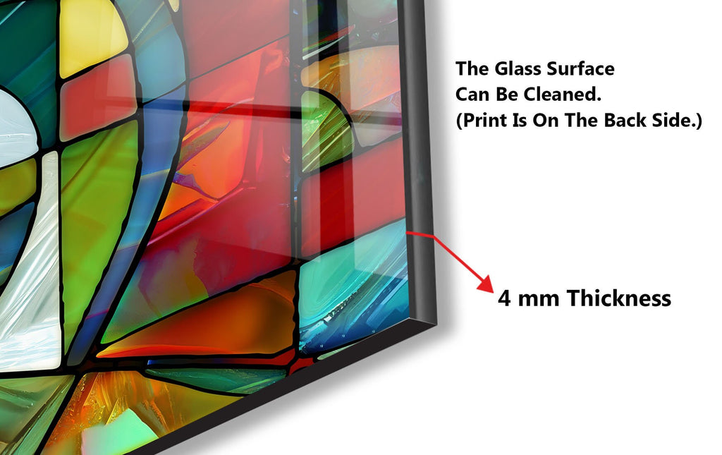 Geometric & Colorful Design - Glass Kitchen Backsplash-BacksplashArtworks