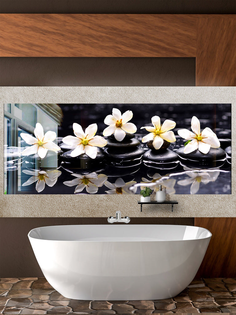 Botanical Floral Tempered Glass Backsplash-BacksplashArtworks