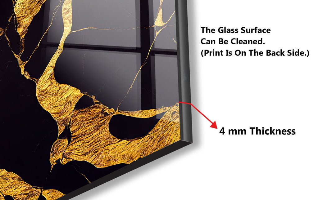 Classic Black and Gold Marble - Glass Kitchen Backsplash-BacksplashArtworks