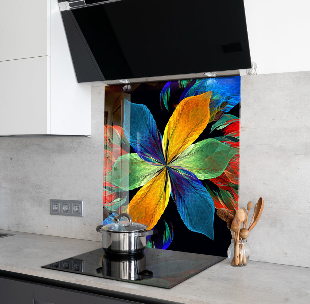 Botanical Floral Tempered Glass Backsplash-BacksplashArtworks