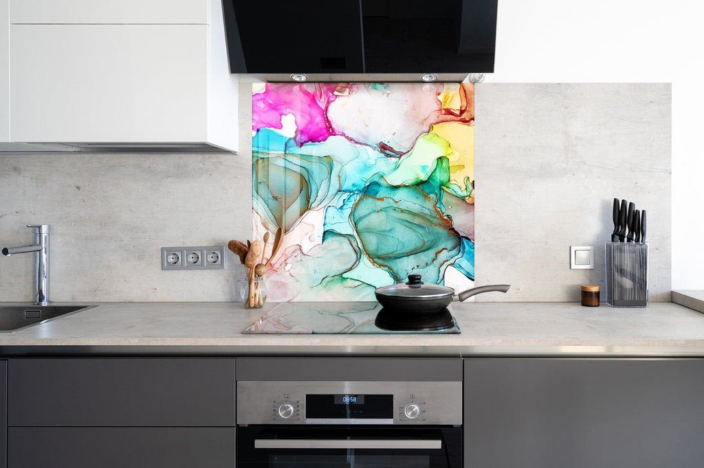 Abstract Tempered Glass Backsplash-BacksplashArtworks