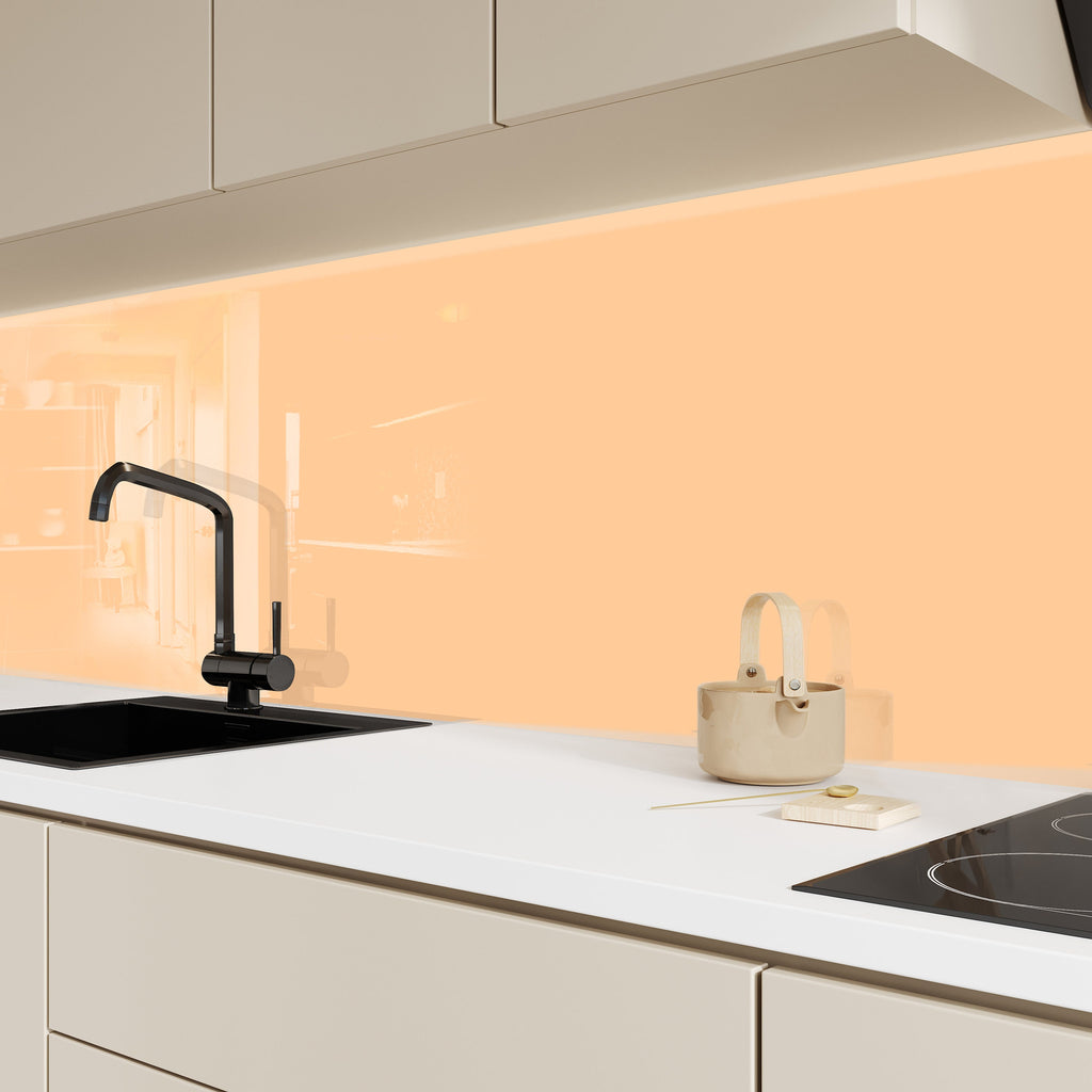 Peach Glow - Glass Kitchen Backsplash-BacksplashArtworks