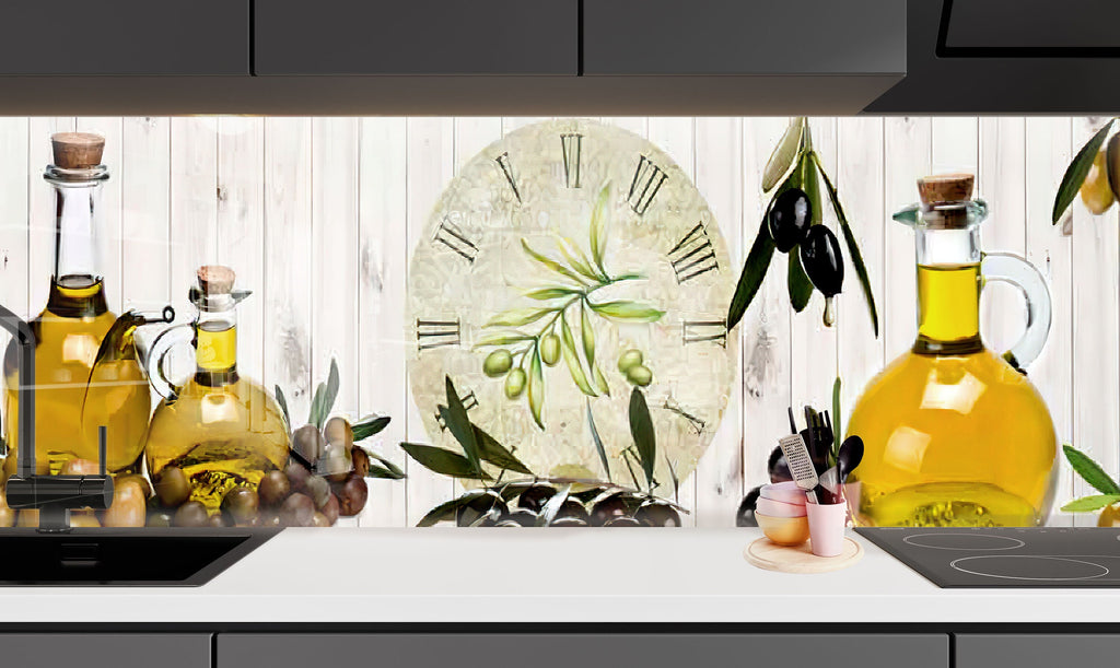 Olive Oil Glass Kitchen Backsplash – Rustic Olive and Time Design-BacksplashArtworks