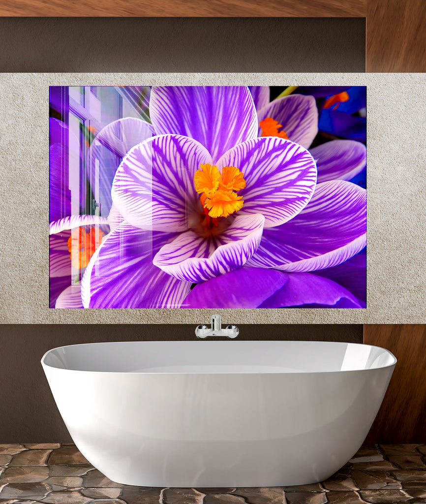 Crocus Vernus Tempered Glass Backsplash-BacksplashArtworks