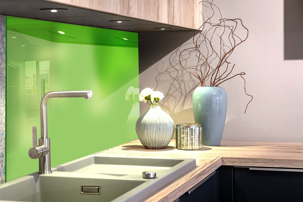Dull Green - Tempered Glass Kitchen Backsplash-BacksplashArtworks