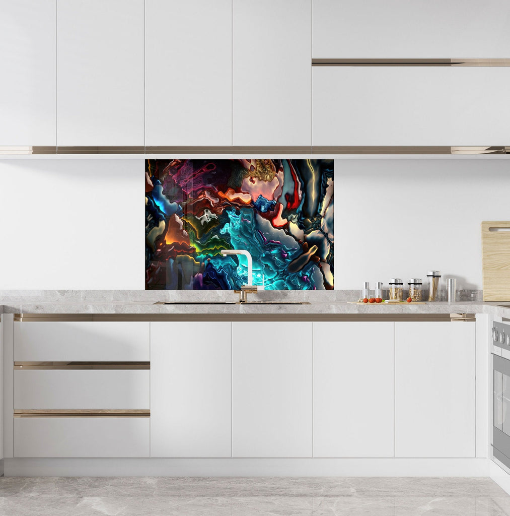 Vibrant & Modern Art - Tempered Glass Kitchen Backsplash-BacksplashArtworks