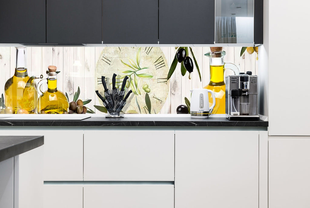Olive Oil Glass Kitchen Backsplash – Rustic Olive and Time Design-BacksplashArtworks