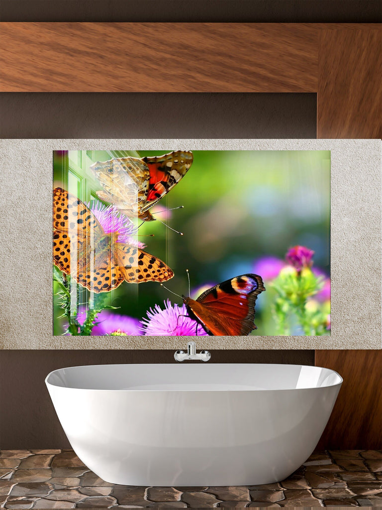 Botanical Floral Tempered Glass Backsplash-BacksplashArtworks