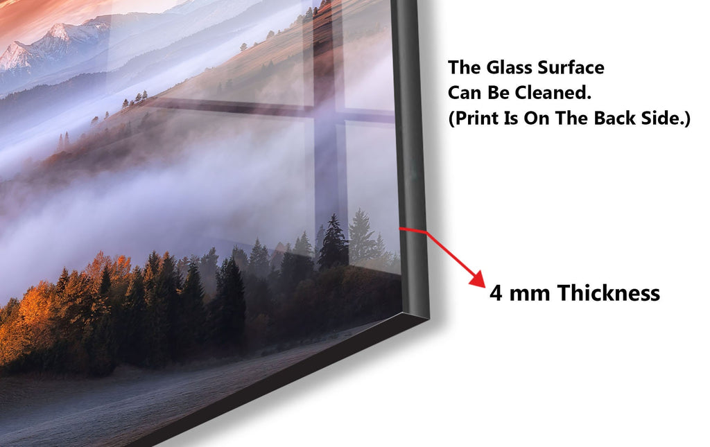 Mountain Mist Sunrise Wall Art - Tempered Glass Kitchen Backsplash-BacksplashArtworks