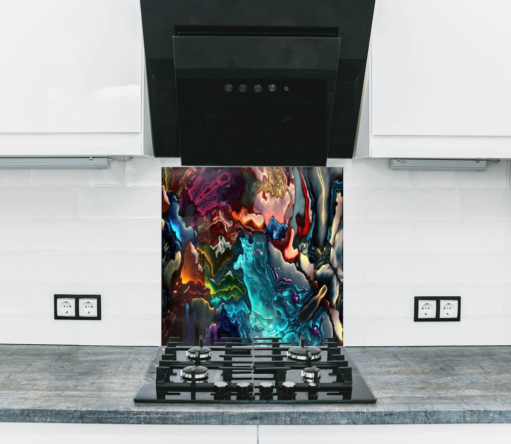 Vibrant & Modern Art - Tempered Glass Kitchen Backsplash-BacksplashArtworks