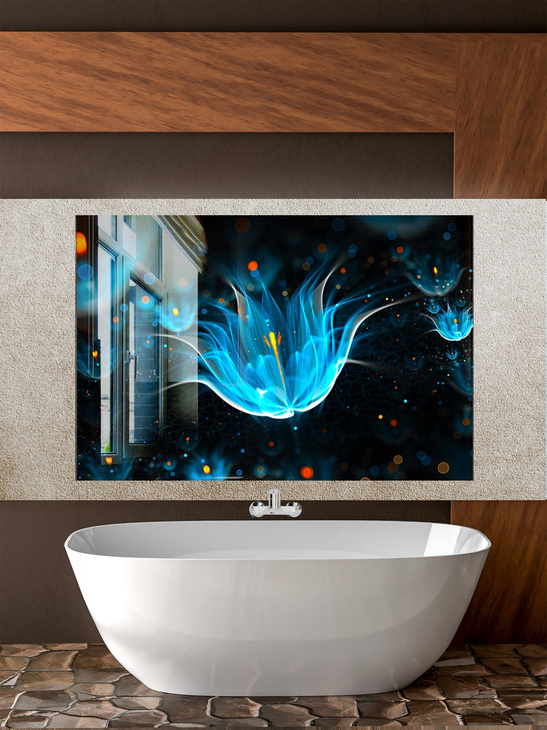 Botanical Floral Tempered Glass Backsplash-BacksplashArtworks