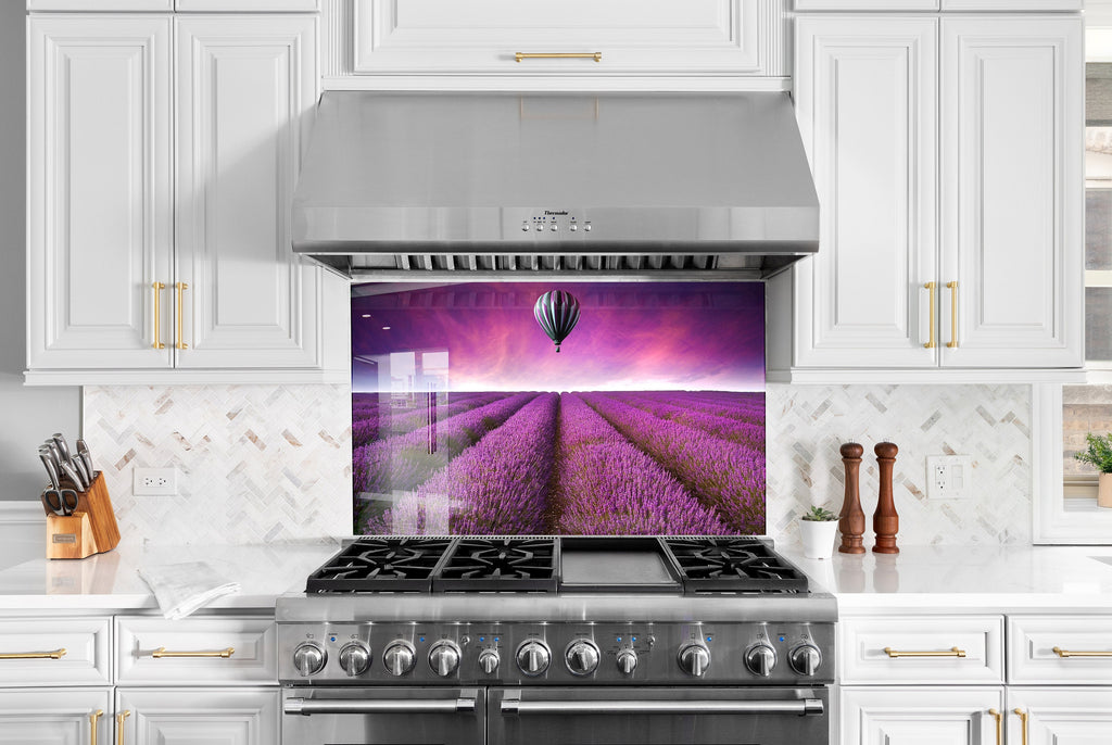 Lavender Dreamscape – Glass Kitchen Backsplash-BacksplashArtworks