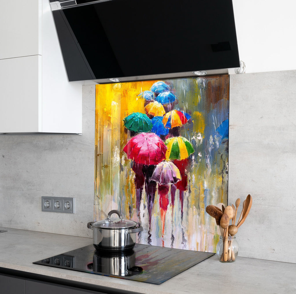 Colorful Rainy Day - Glass Kitchen Backsplash-BacksplashArtworks