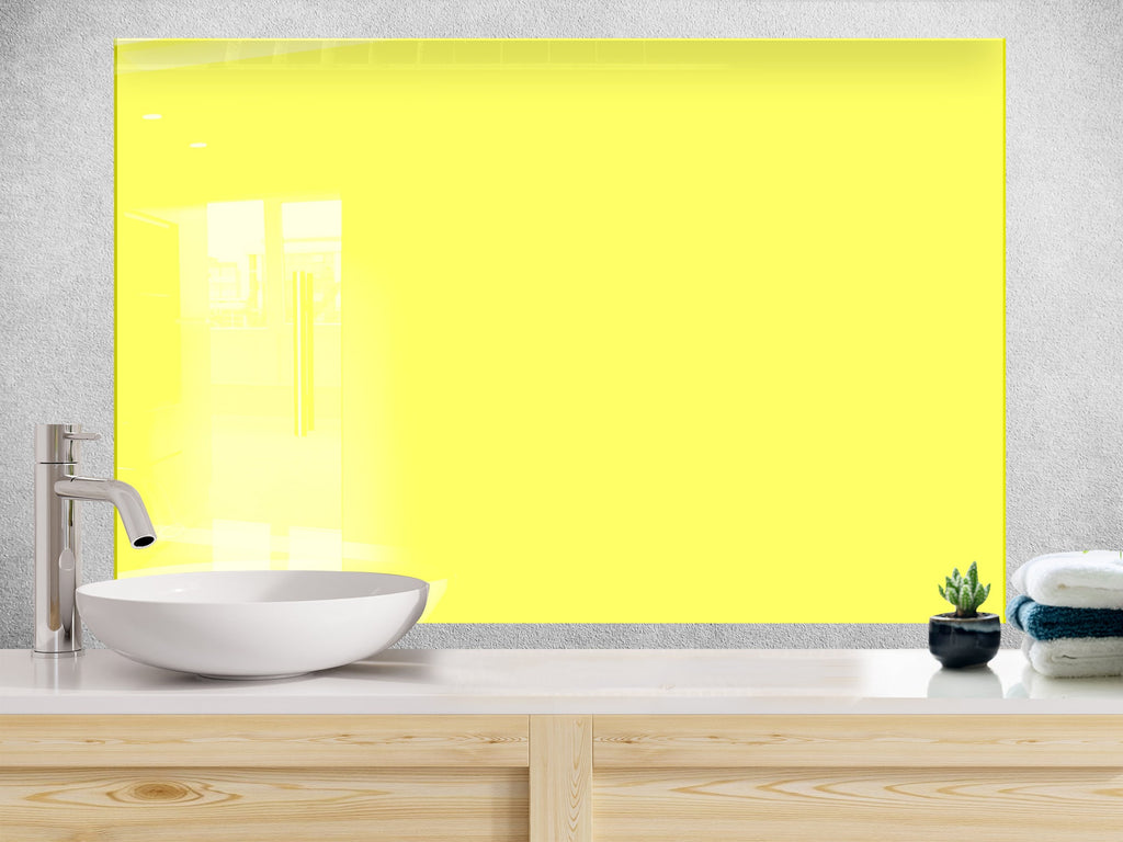 Light Yellow - Tempered Glass Kitchen Backsplash-BacksplashArtworks