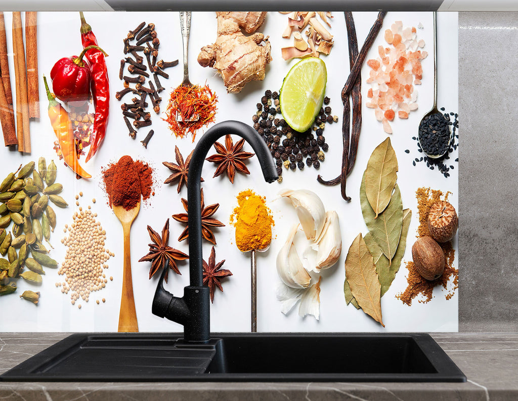 Spice Harmony Wall Art - Glass Kitchen Backsplash-BacksplashArtworks