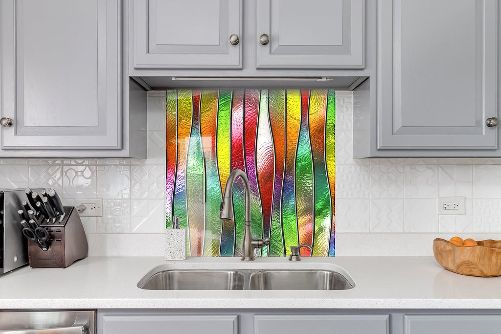 Abstract Tempered Glass Backsplash-BacksplashArtworks
