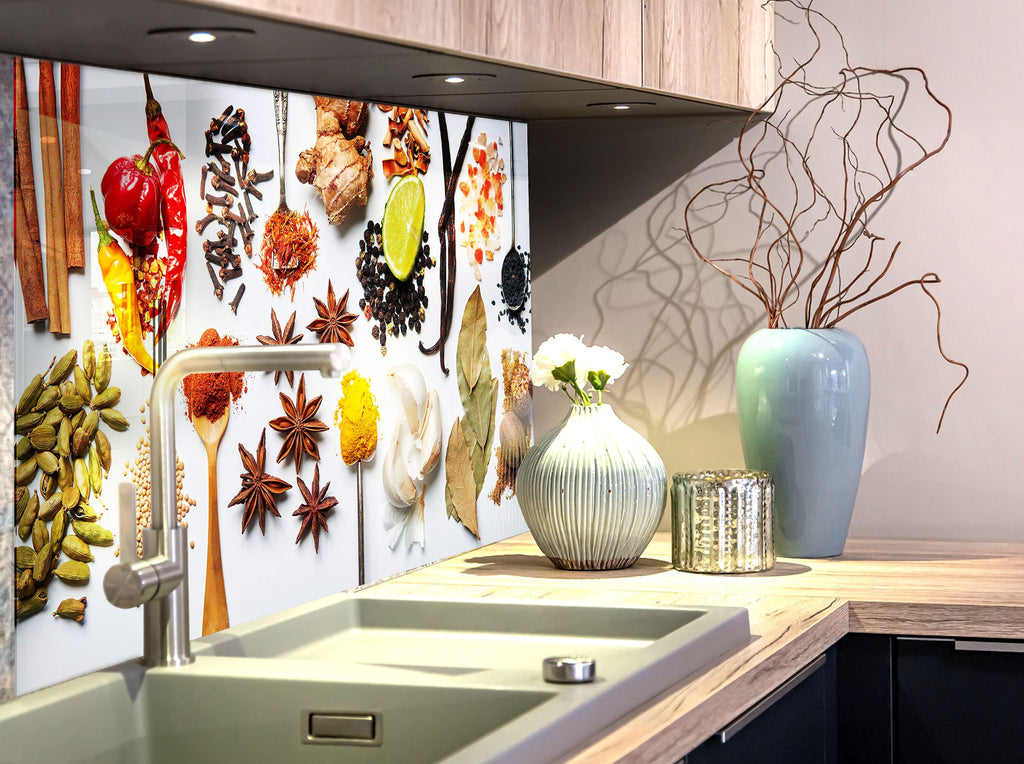 Spice Harmony Wall Art - Glass Kitchen Backsplash-BacksplashArtworks
