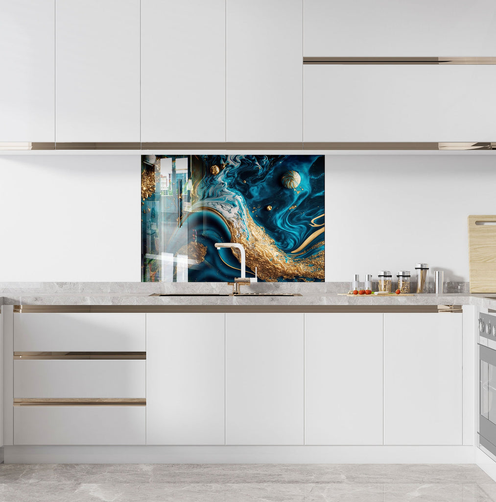 Abstract Tempered Glass Backsplash-BacksplashArtworks