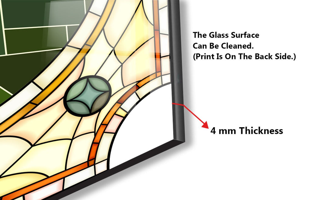 Orange Floral Stained - Glass Kitchen Backsplash-BacksplashArtworks