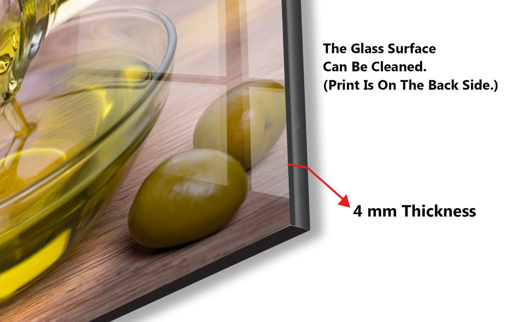 Olive Oil Glass Kitchen Backsplash – Fresh Olive & Oil Pouring Design-BacksplashArtworks