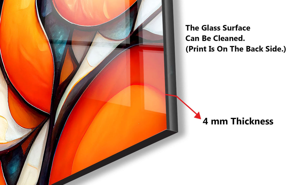 Modern Orange Swirl Stained - Glass Kitchen Backsplash-BacksplashArtworks