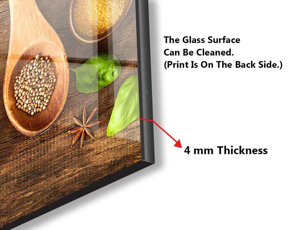 Rustic Wooden Spice - Glass Kitchen Backsplash-BacksplashArtworks